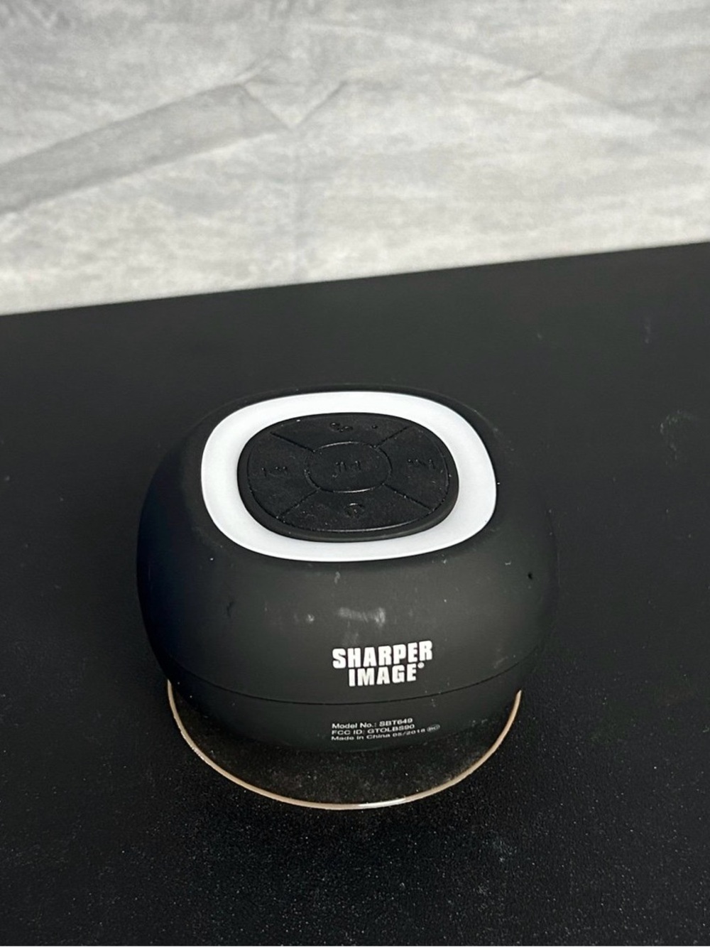 Sharper Image Black Portable Bluetooth Shower Speaker with White Accent